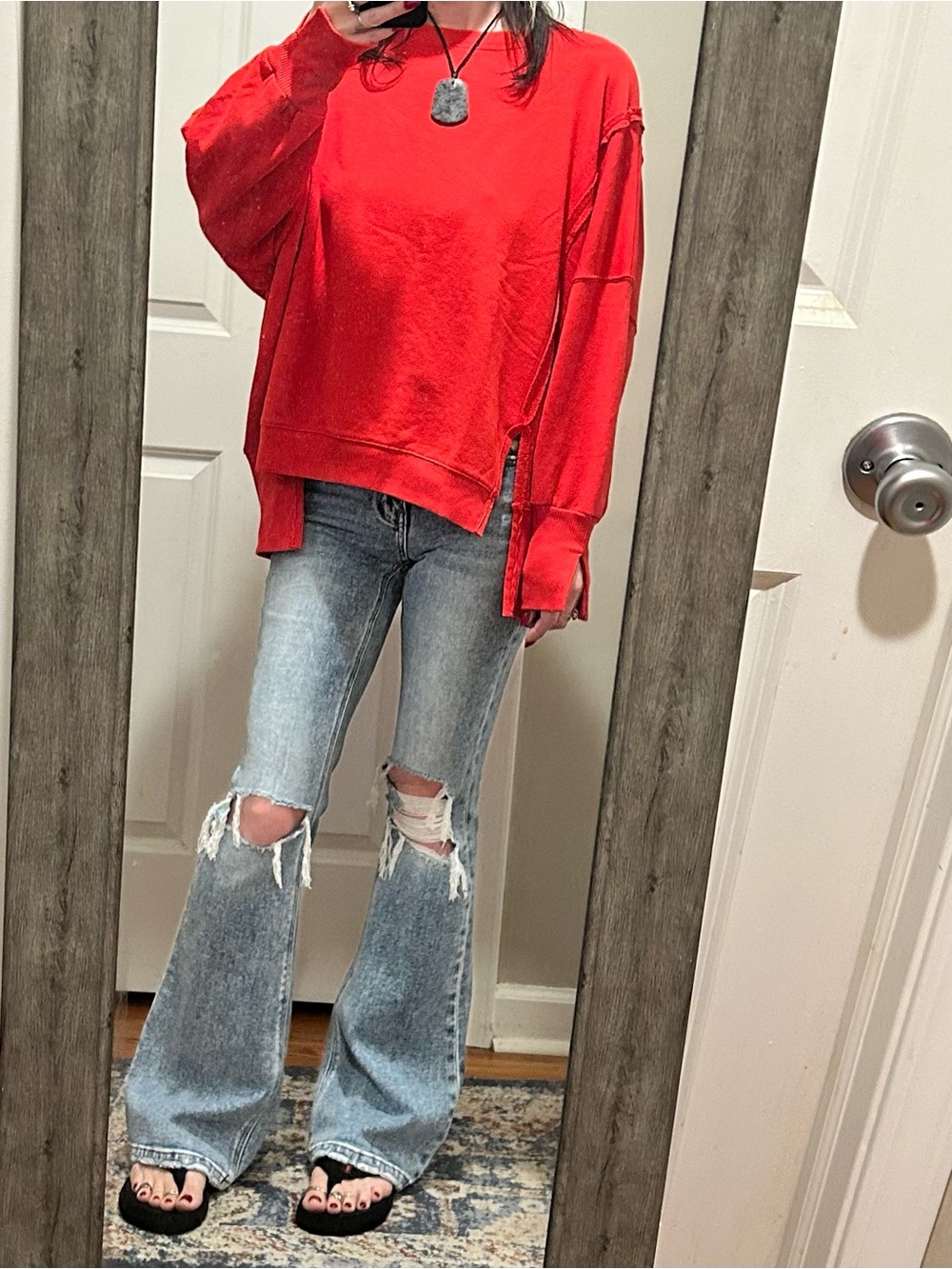 NWT We The Free Camden Sweatshirt in Flame Red - Picture 4 of 16